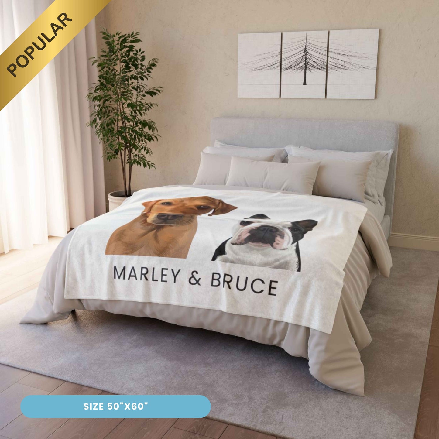 Custom Modern Pet Blanket - 2 Pets
