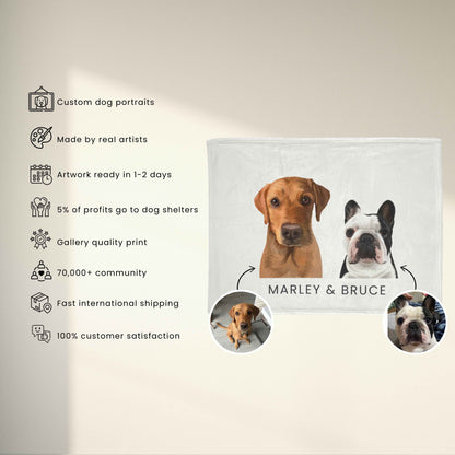 Custom Modern Pet Blanket - 2 Pets