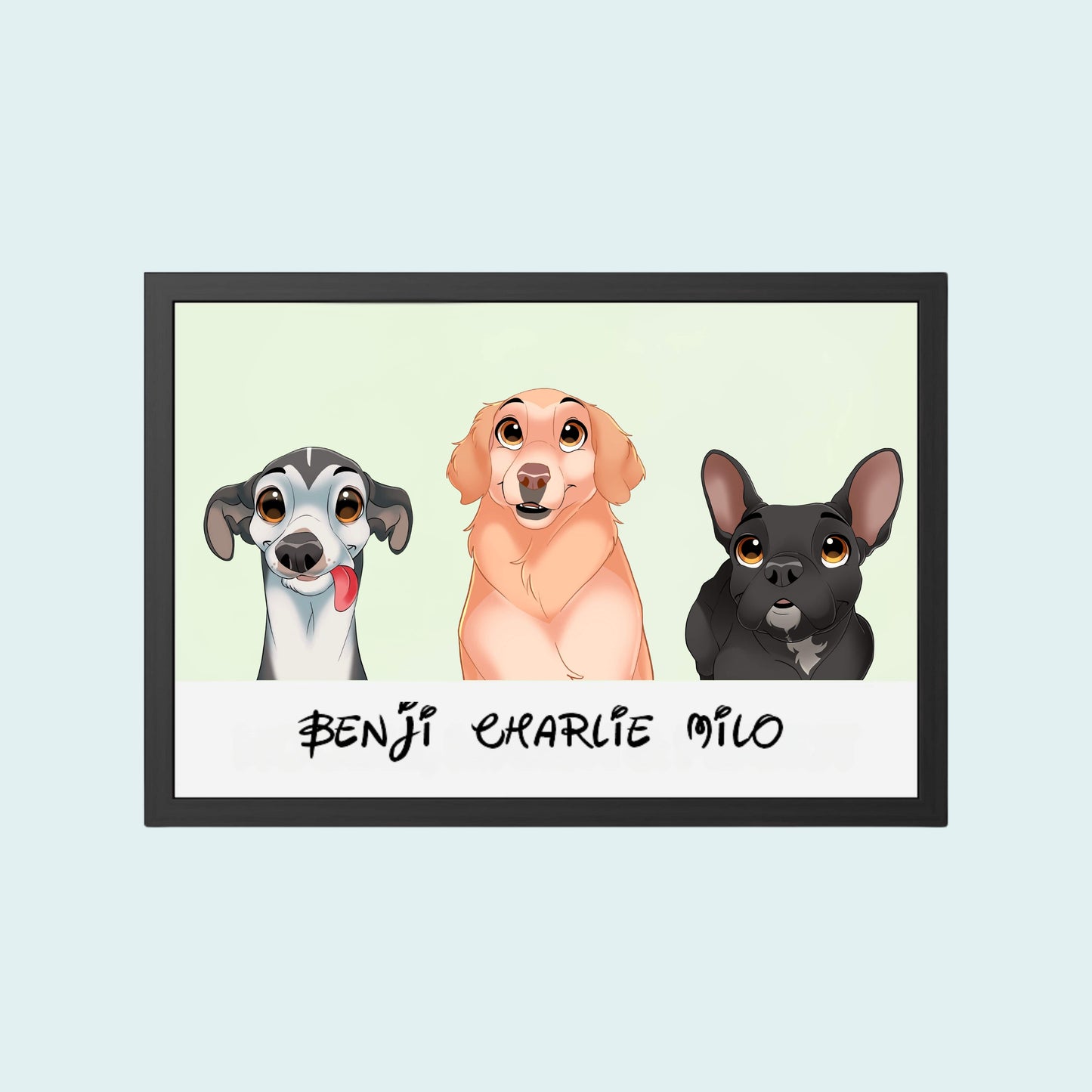 Custom Cartoon Portrait - 3 Pets