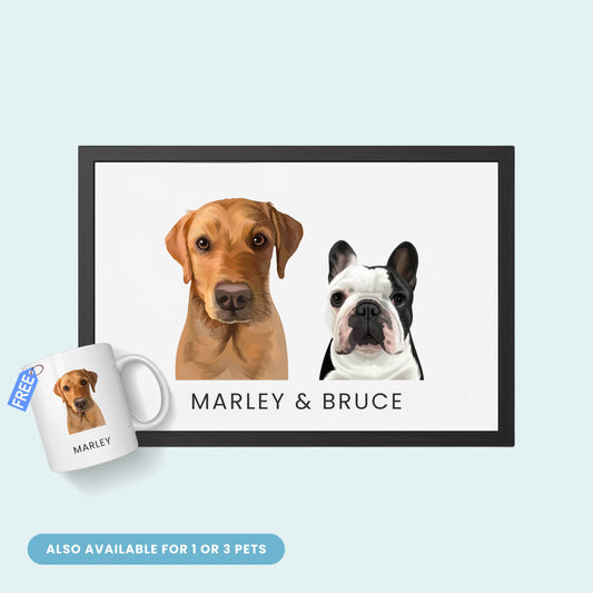 Custom Modern Portrait  - 2 Pet