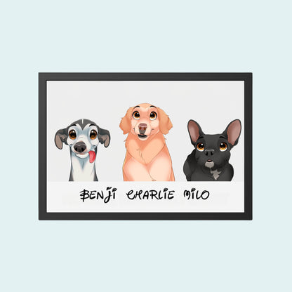 Custom Cartoon Portrait - 3 Pets