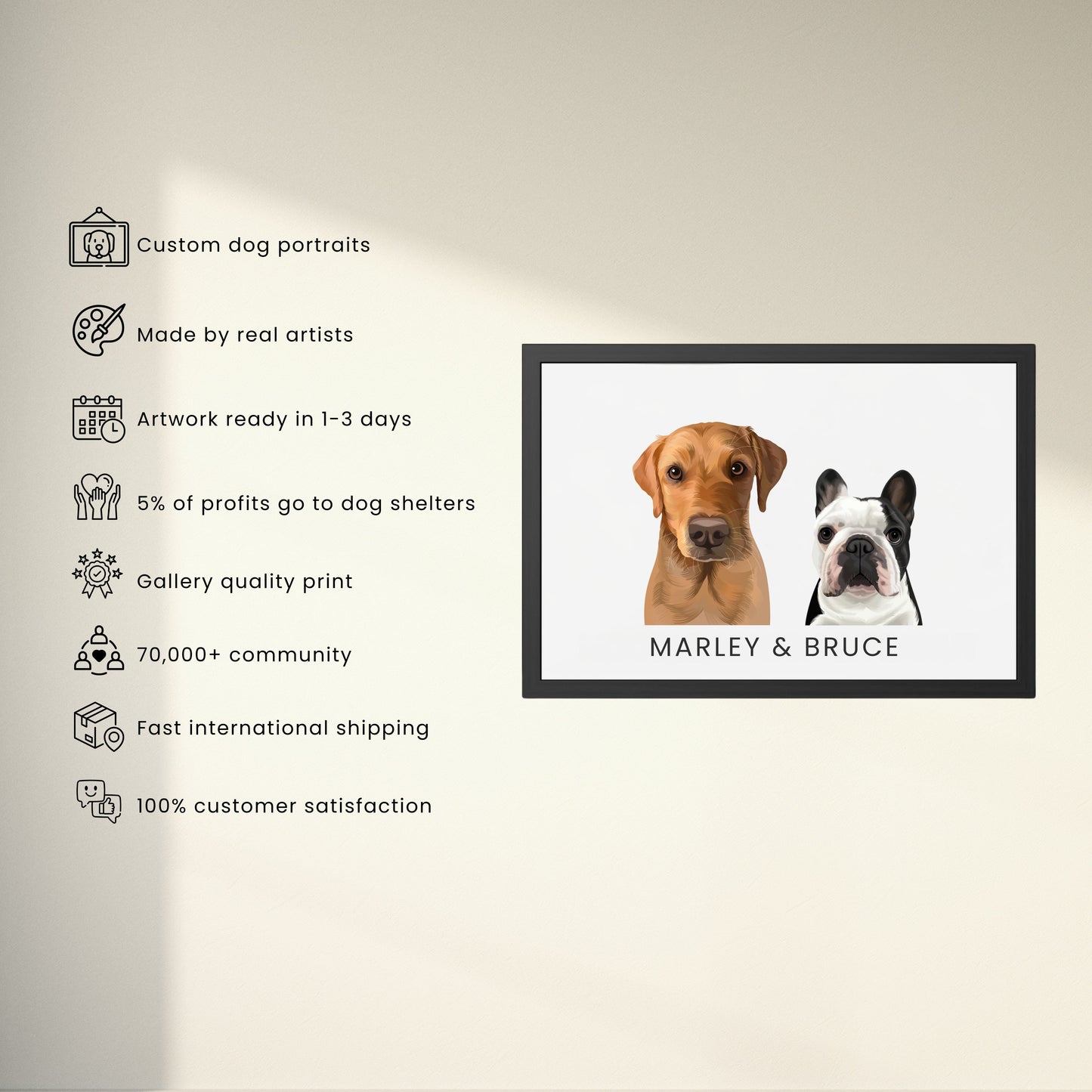 Custom Modern Portrait  - 2 Pet
